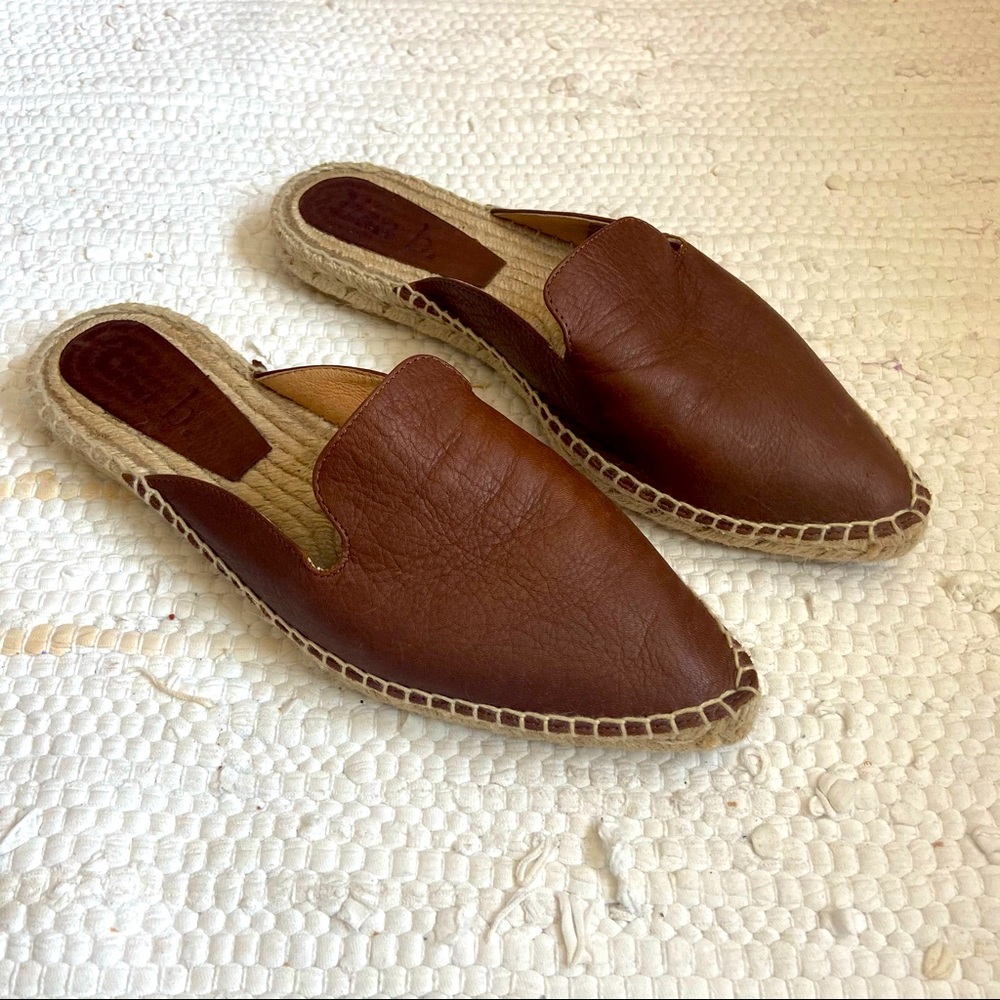 Leather espadrille slides